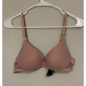 Love by Victoria Push-Up Strappy Plunge Bra, Pink, 32C, Padded, New Without Tags